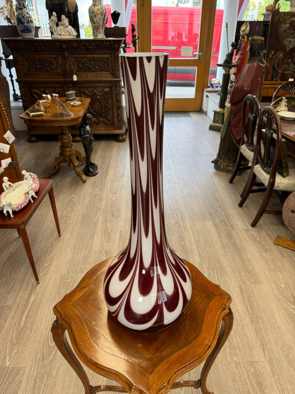 VINTAGE BODENVASE GROSSE VASE AUS GLAS LOLLIPOP SPACE AGE SCHOTT ZWIESEL 73x27cm