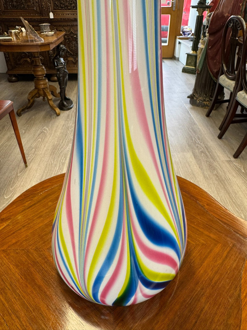 Vintage Bodenvase grosse Vase aus Glas Lollipop Space Age Schott Zwiesel 83x20cm