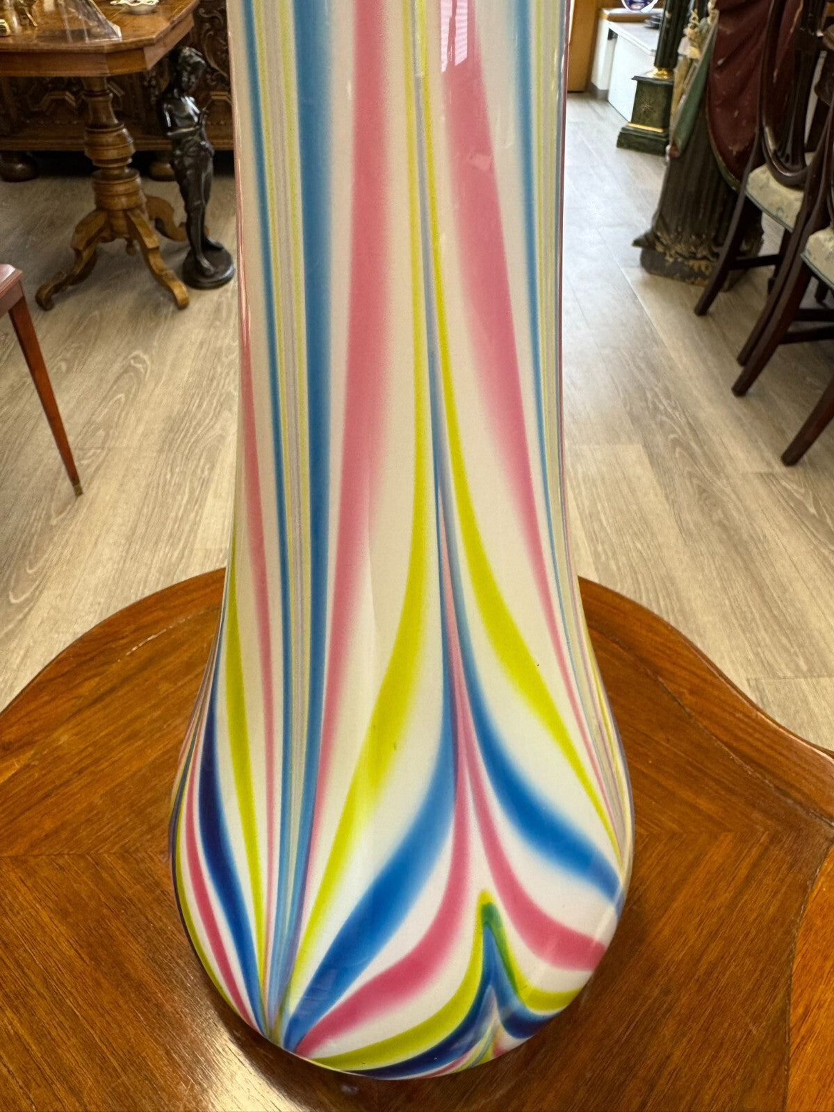 Vintage Bodenvase grosse Vase aus Glas Lollipop Space Age Schott Zwiesel 83x20cm