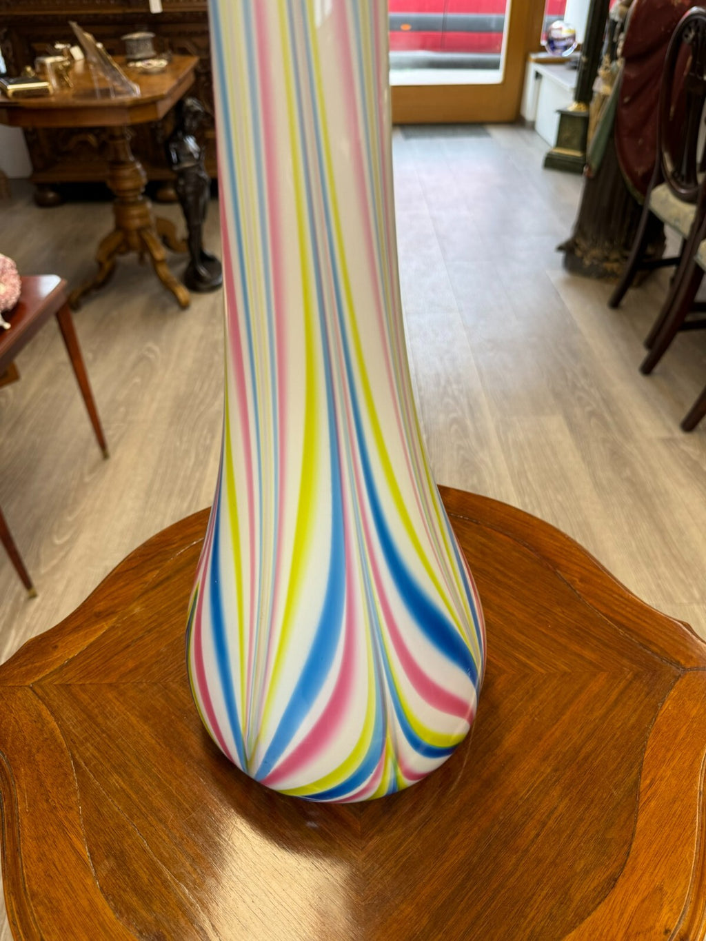 Vintage Bodenvase grosse Vase aus Glas Lollipop Space Age Schott Zwiesel 83x20cm