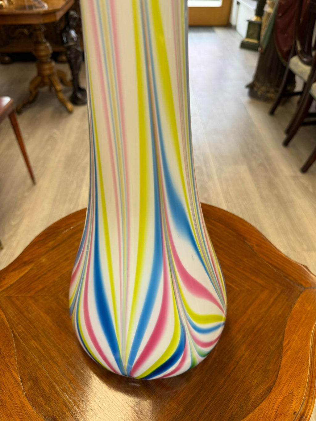 Vintage Bodenvase grosse Vase aus Glas Lollipop Space Age Schott Zwiesel 83x20cm
