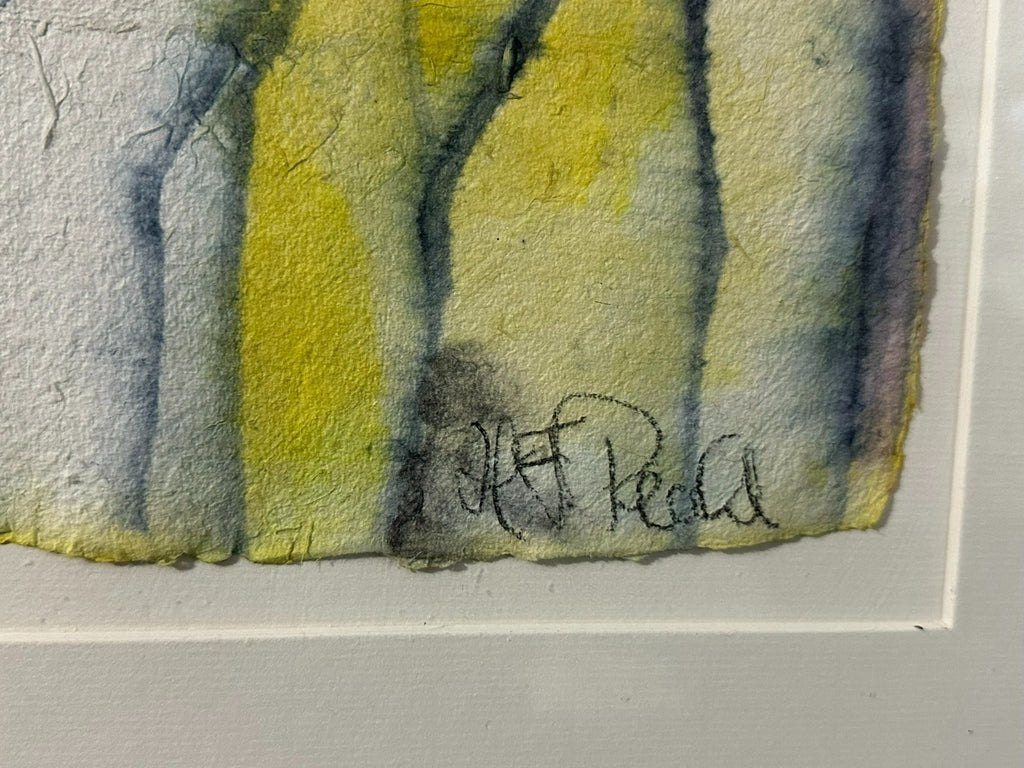 Aquarell auf Büttenpapier, unten rechts signiert und in buntem Rahmen gerahmt