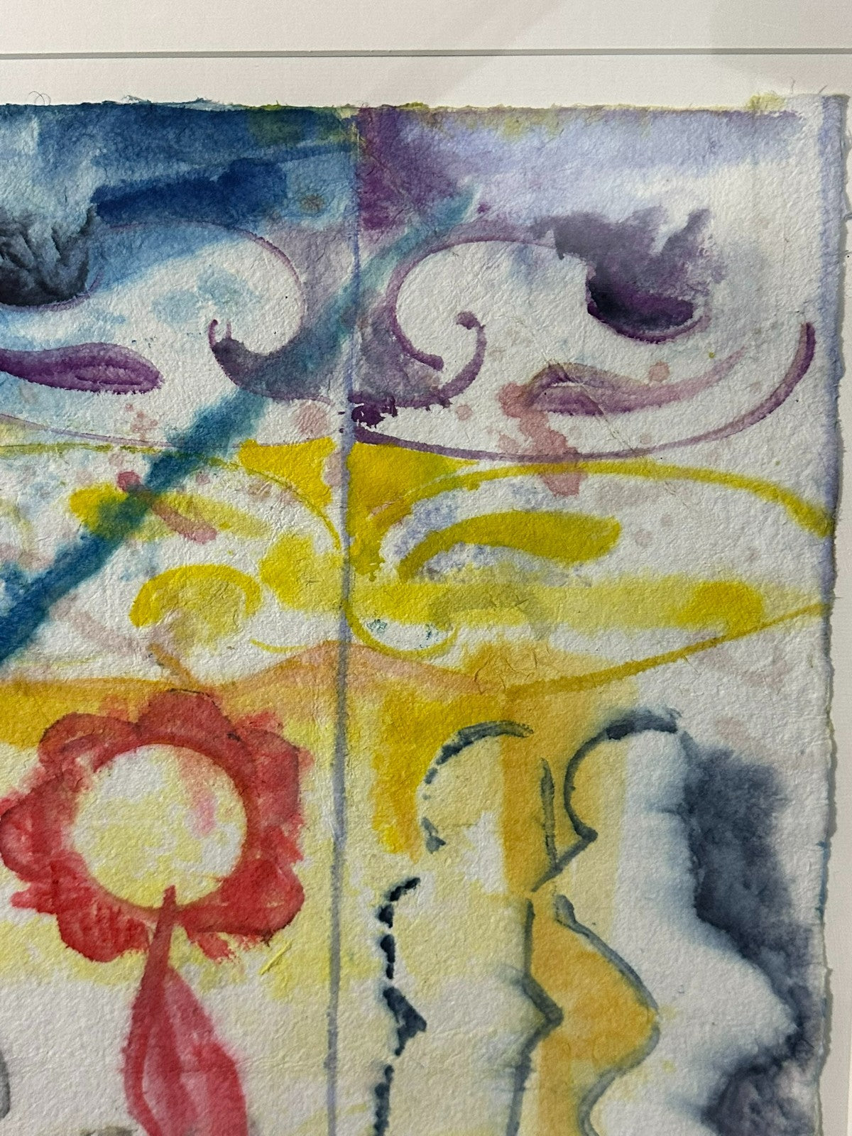 Aquarell auf Büttenpapier, unten rechts signiert und in buntem Rahmen gerahmt
