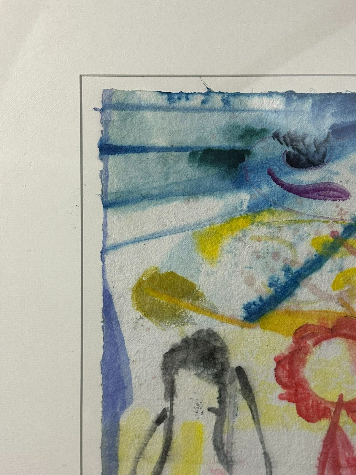 Aquarell auf Büttenpapier, unten rechts signiert und in buntem Rahmen gerahmt