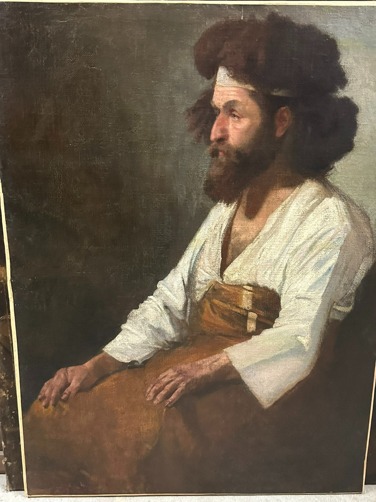 89x119cm grosses Ölgemälde Herausragendes Bildnis eines Mannes Portrait Mann