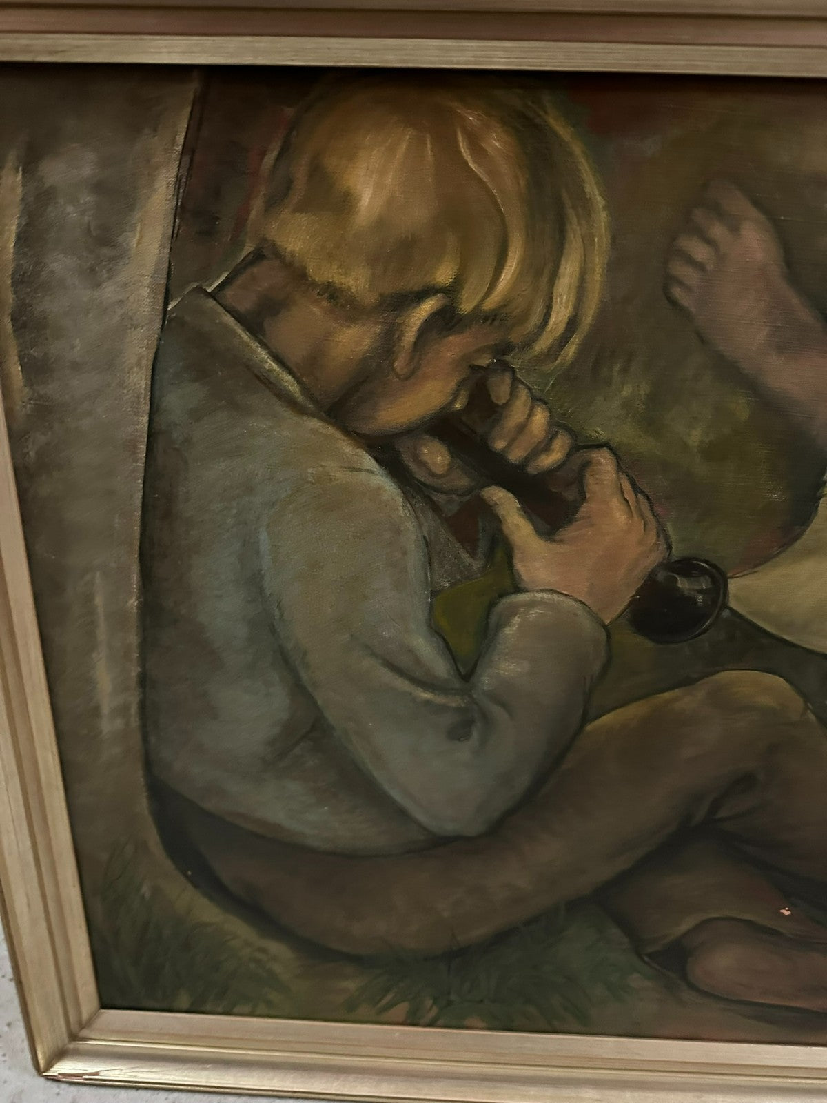 150x70cm grosses Ölgemälde signiert Ilgen Schlafender Akt Erotik Nackte Frau