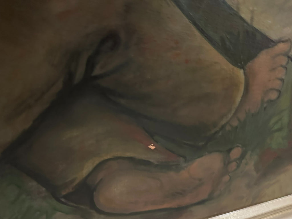 150x70cm grosses Ölgemälde signiert Ilgen Schlafender Akt Erotik Nackte Frau