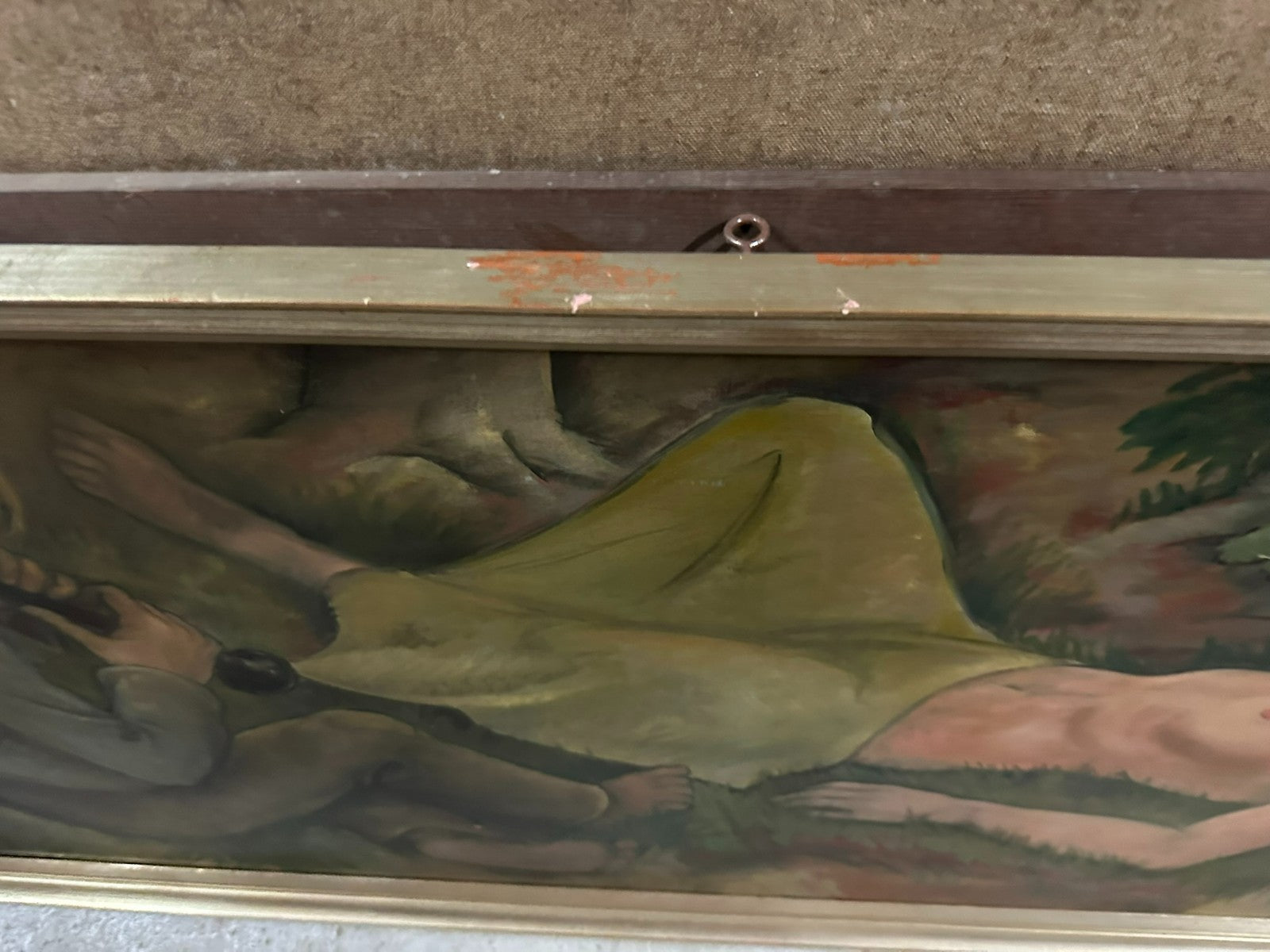 150x70cm grosses Ölgemälde signiert Ilgen Schlafender Akt Erotik Nackte Frau