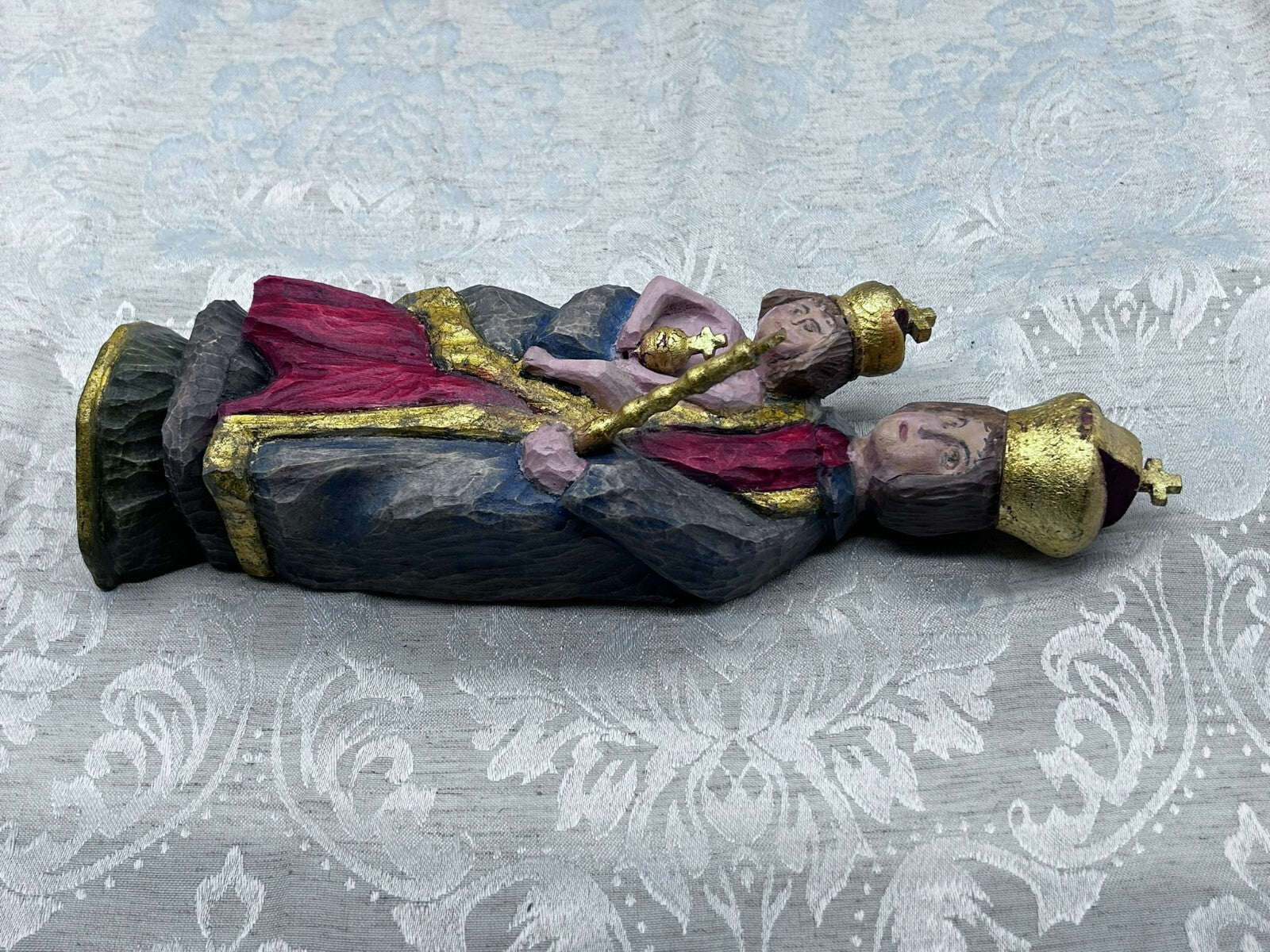Alte Vintage Heiligenfigur Holz gefasst Heilige Maria Jesus nach antikem Vorbild