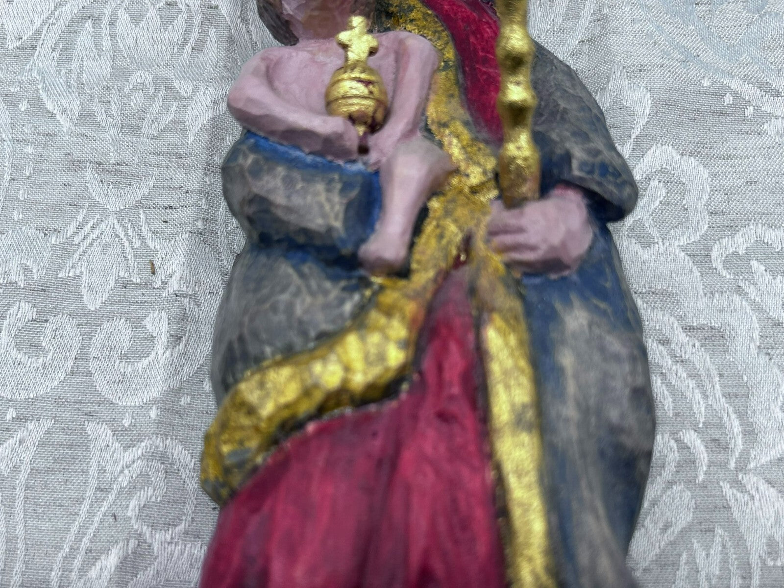 Alte Vintage Heiligenfigur Holz gefasst Heilige Maria Jesus nach antikem Vorbild