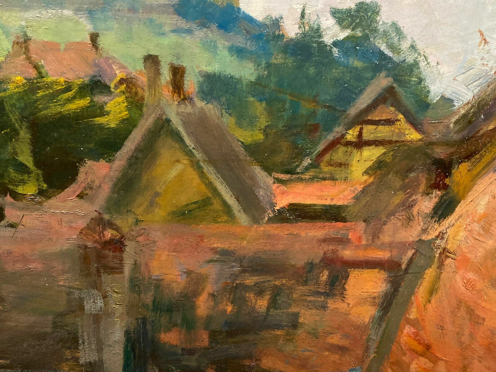 Ölgemälde Blick über Dächer Bamberg Gemälde Alfred Nickisch (1872-1948) Attr.