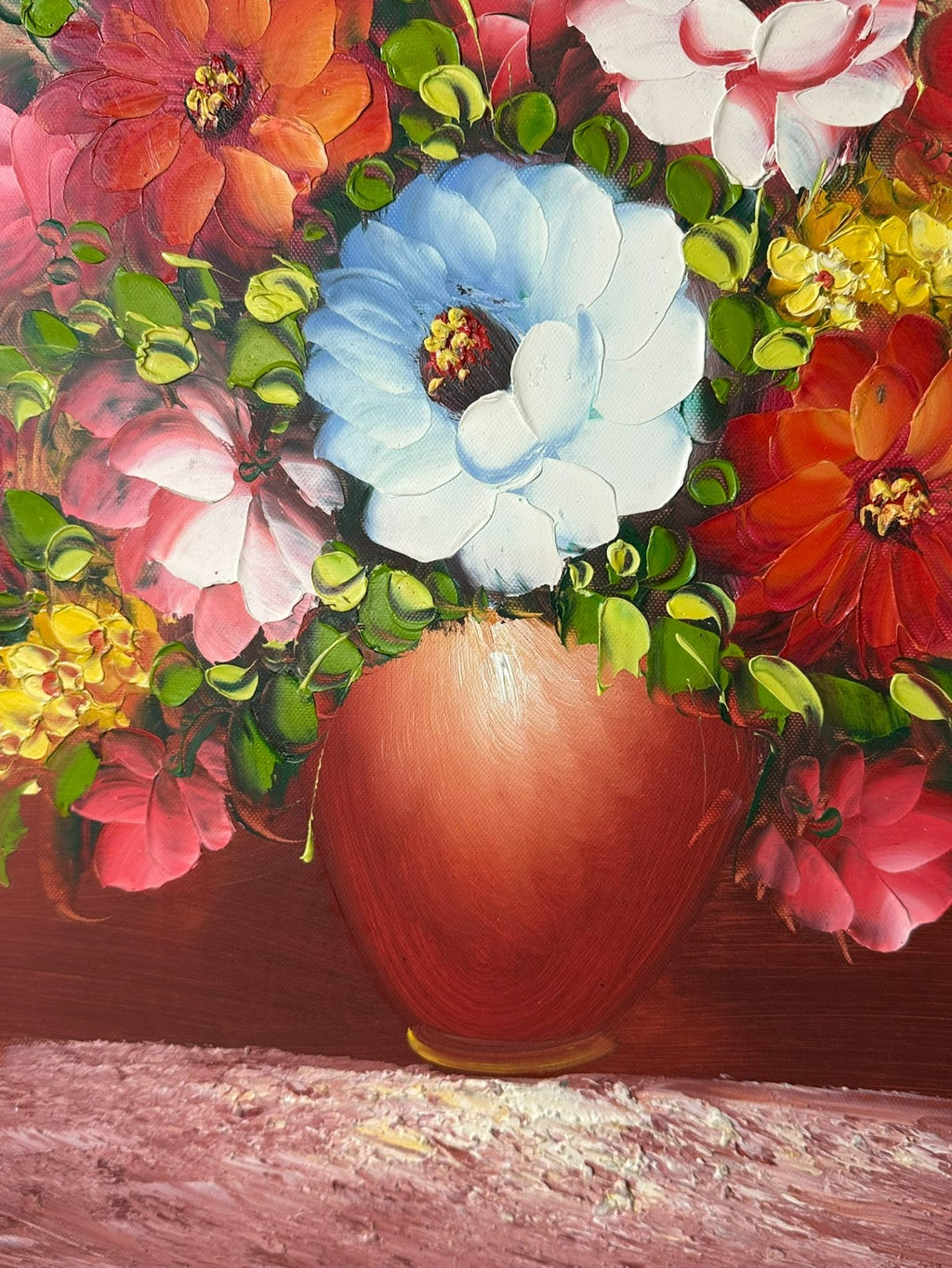 Ölgemälde auf Leinwand Gemälde Blumen Stillleben Rahmen signiert
