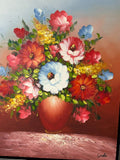 ÖLGEMÄLDE AUF LEINWAND GEMÄLDE BLUMEN STILLLEBEN RAHMEN SIGNIERT