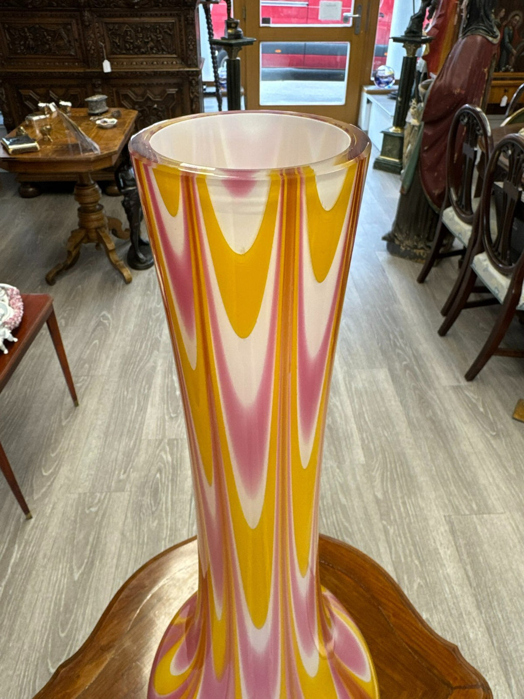 Vintage Bodenvase grosse Vase aus Glas Lollipop Space Age Schott Zwiesel 69x24cm