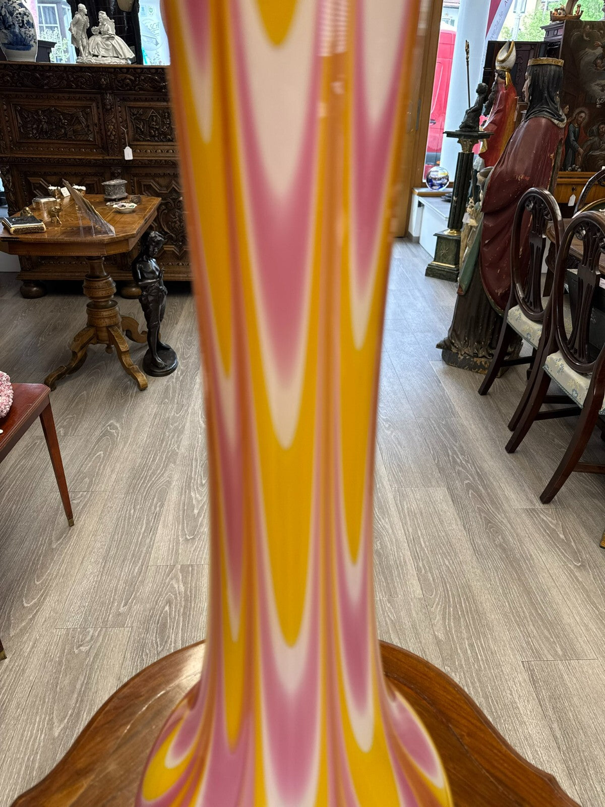 Vintage Bodenvase grosse Vase aus Glas Lollipop Space Age Schott Zwiesel 69x24cm