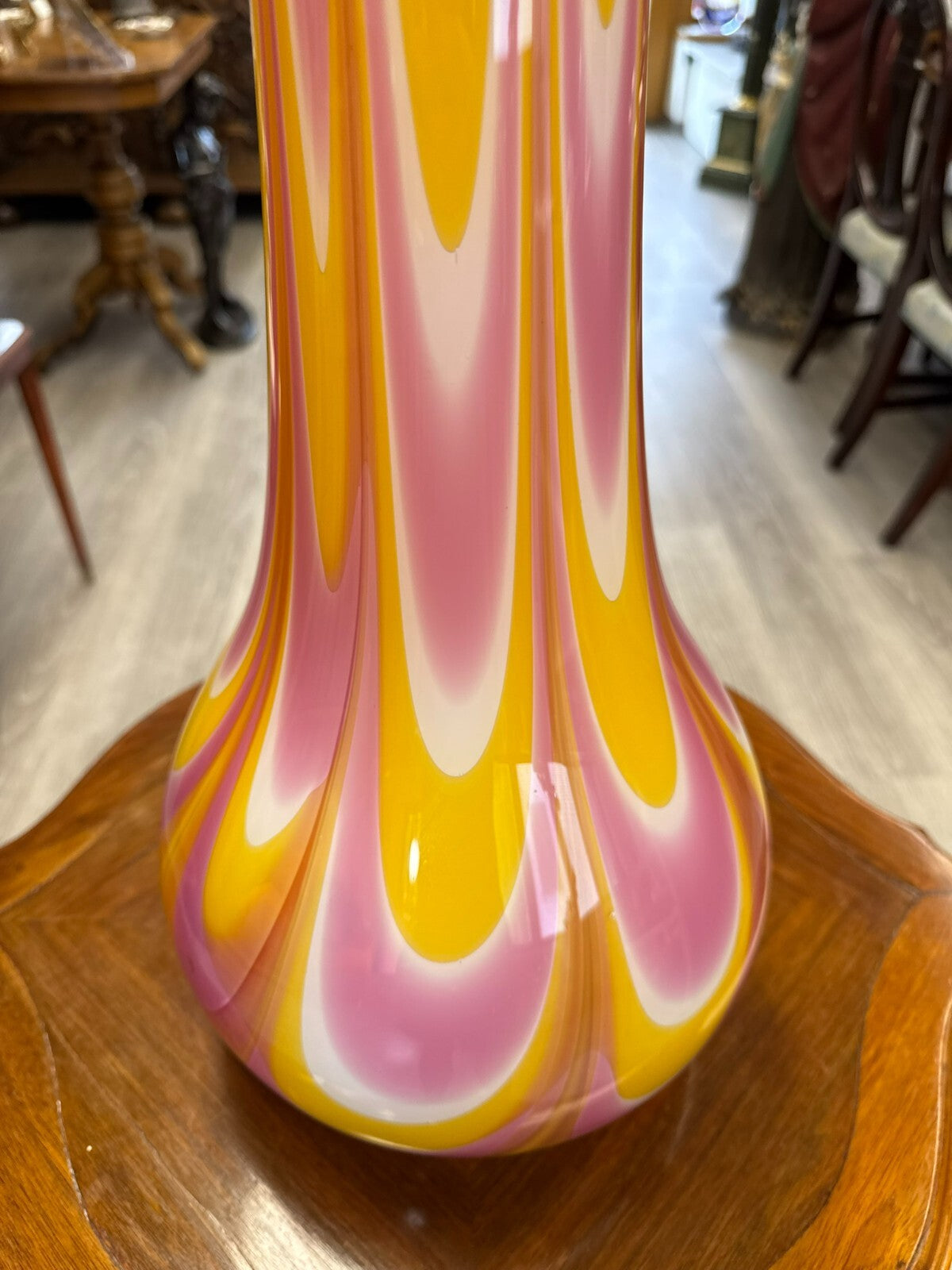 Vintage Bodenvase grosse Vase aus Glas Lollipop Space Age Schott Zwiesel 69x24cm