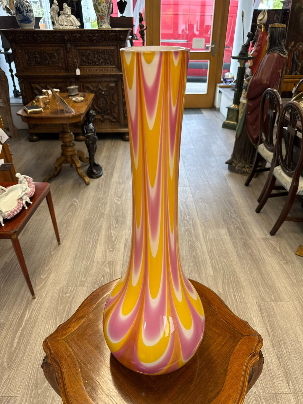 Vintage Bodenvase grosse Vase aus Glas Lollipop Space Age Schott Zwiesel 69x24cm
