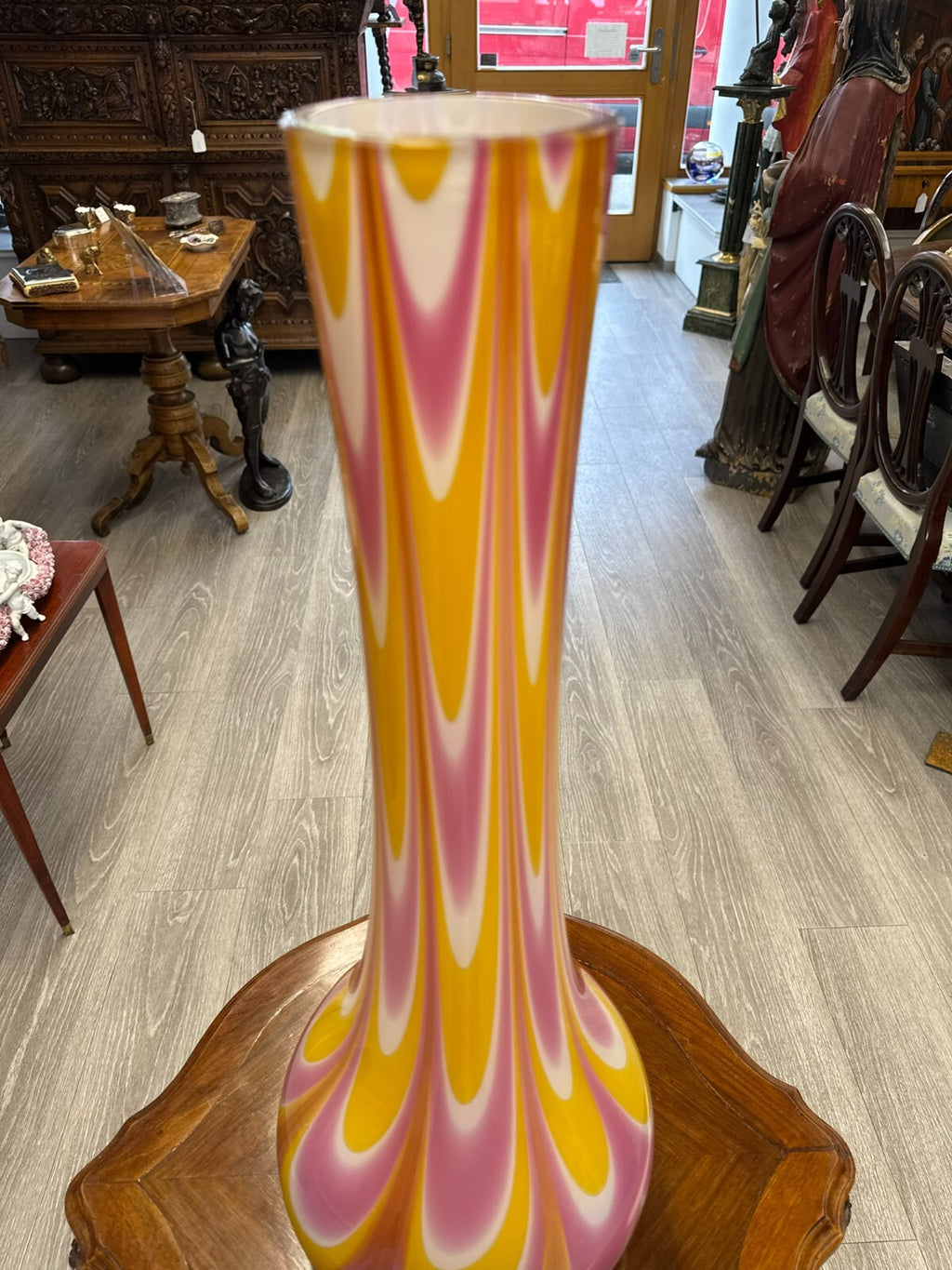 Vintage Bodenvase grosse Vase aus Glas Lollipop Space Age Schott Zwiesel 69x24cm