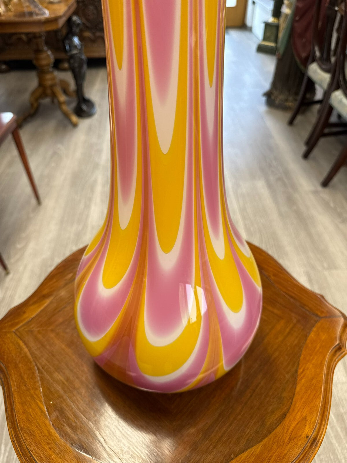 Vintage Bodenvase grosse Vase aus Glas Lollipop Space Age Schott Zwiesel 69x24cm