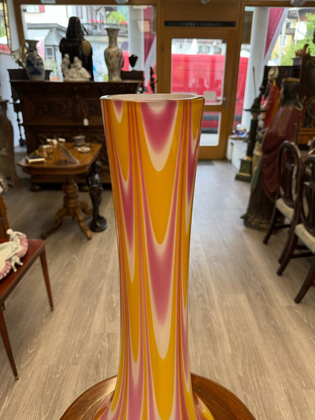 Vintage Bodenvase grosse Vase aus Glas Lollipop Space Age Schott Zwiesel 69x24cm