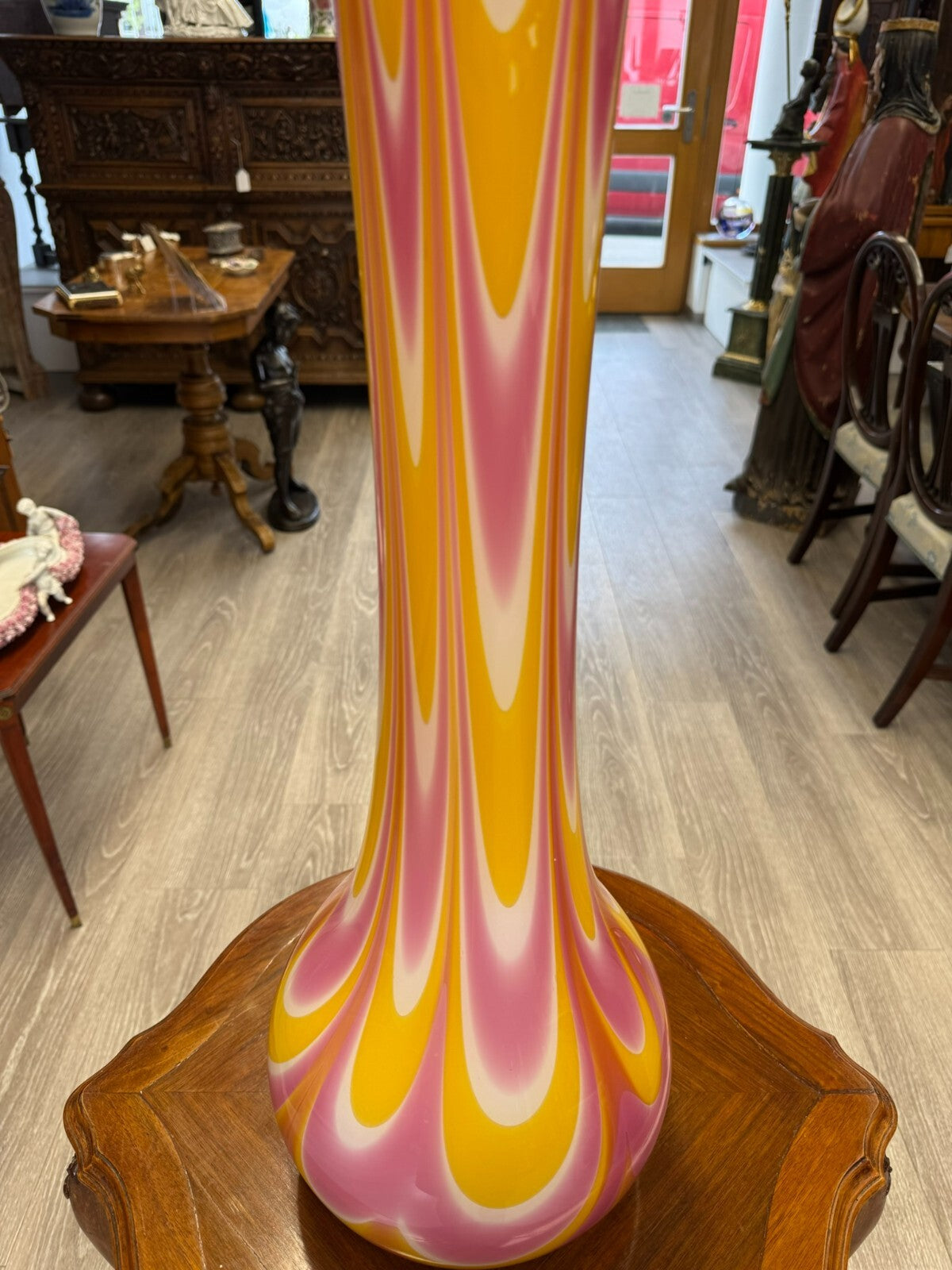 Vintage Bodenvase grosse Vase aus Glas Lollipop Space Age Schott Zwiesel 69x24cm