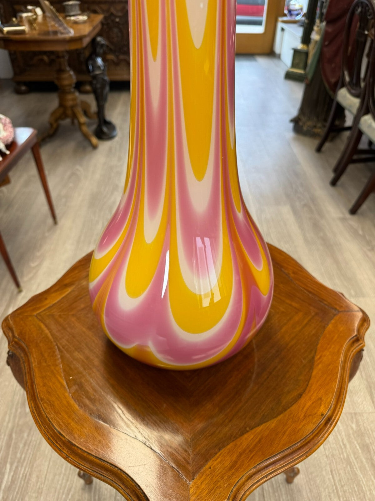 Vintage Bodenvase grosse Vase aus Glas Lollipop Space Age Schott Zwiesel 69x24cm