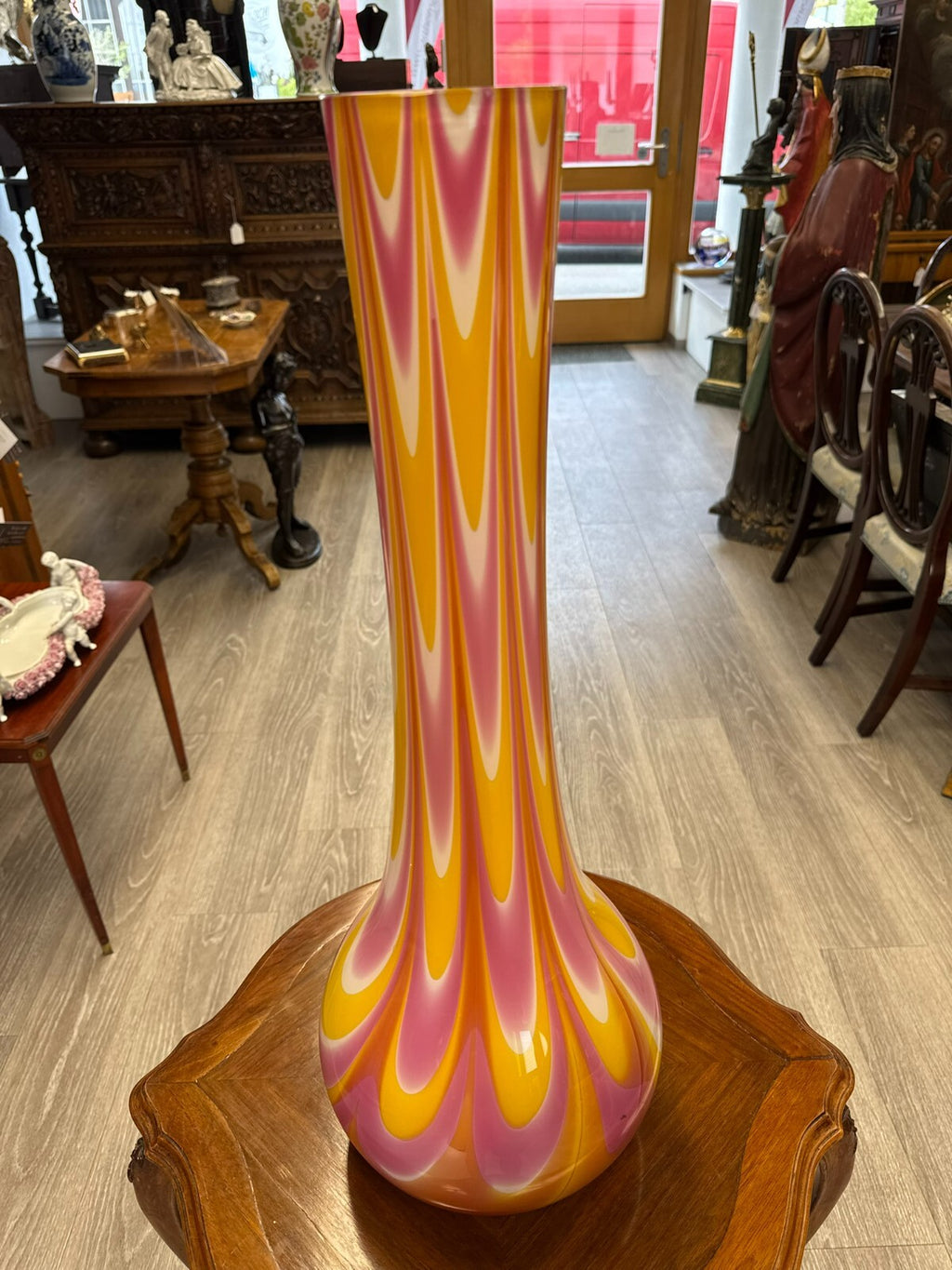 Vintage Bodenvase grosse Vase aus Glas Lollipop Space Age Schott Zwiesel 69x24cm