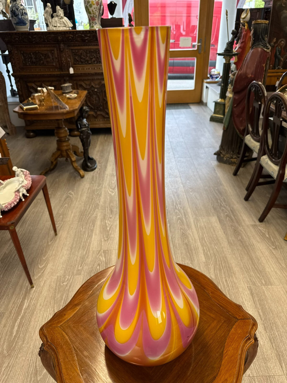 Vintage Bodenvase grosse Vase aus Glas Lollipop Space Age Schott Zwiesel 69x24cm