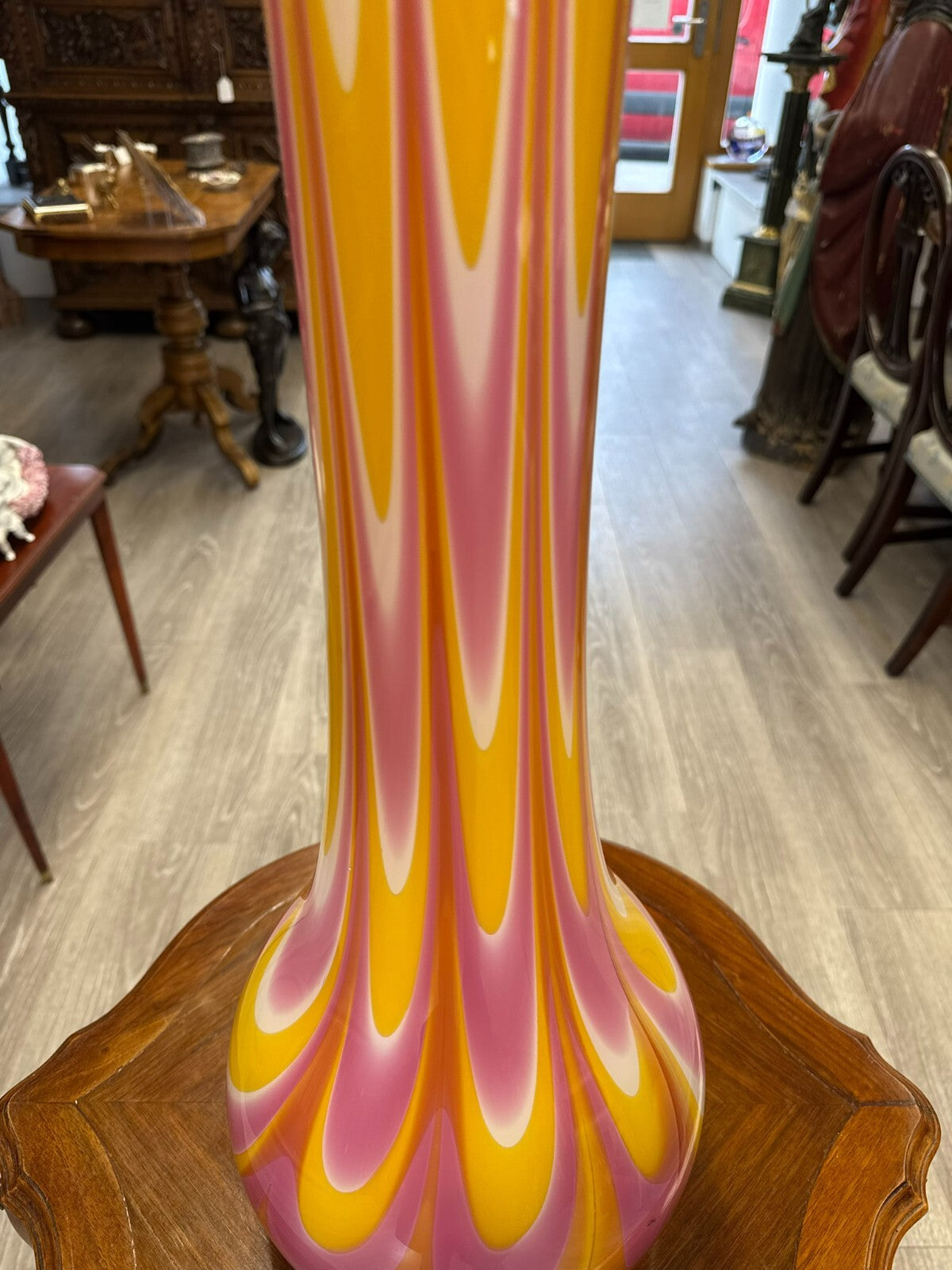 Vintage Bodenvase grosse Vase aus Glas Lollipop Space Age Schott Zwiesel 69x24cm