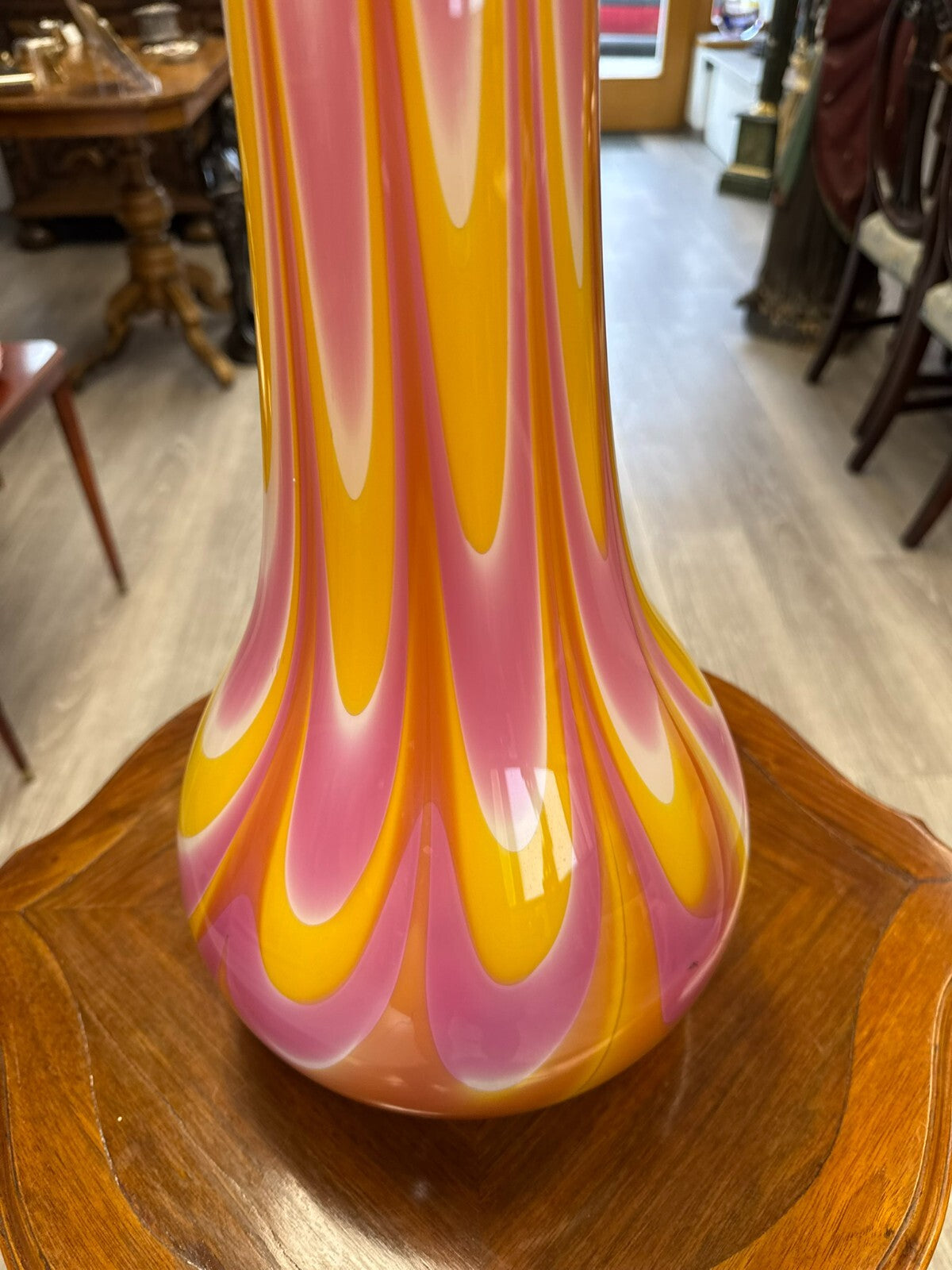 Vintage Bodenvase grosse Vase aus Glas Lollipop Space Age Schott Zwiesel 69x24cm