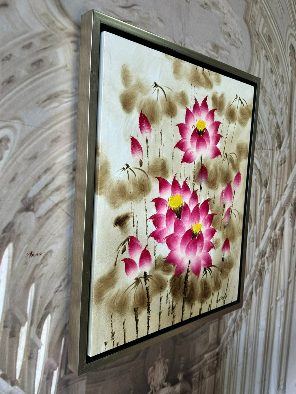 Ölgemälde auf Leinwand Gemälde Blumen Stillleben Rahmen signiert