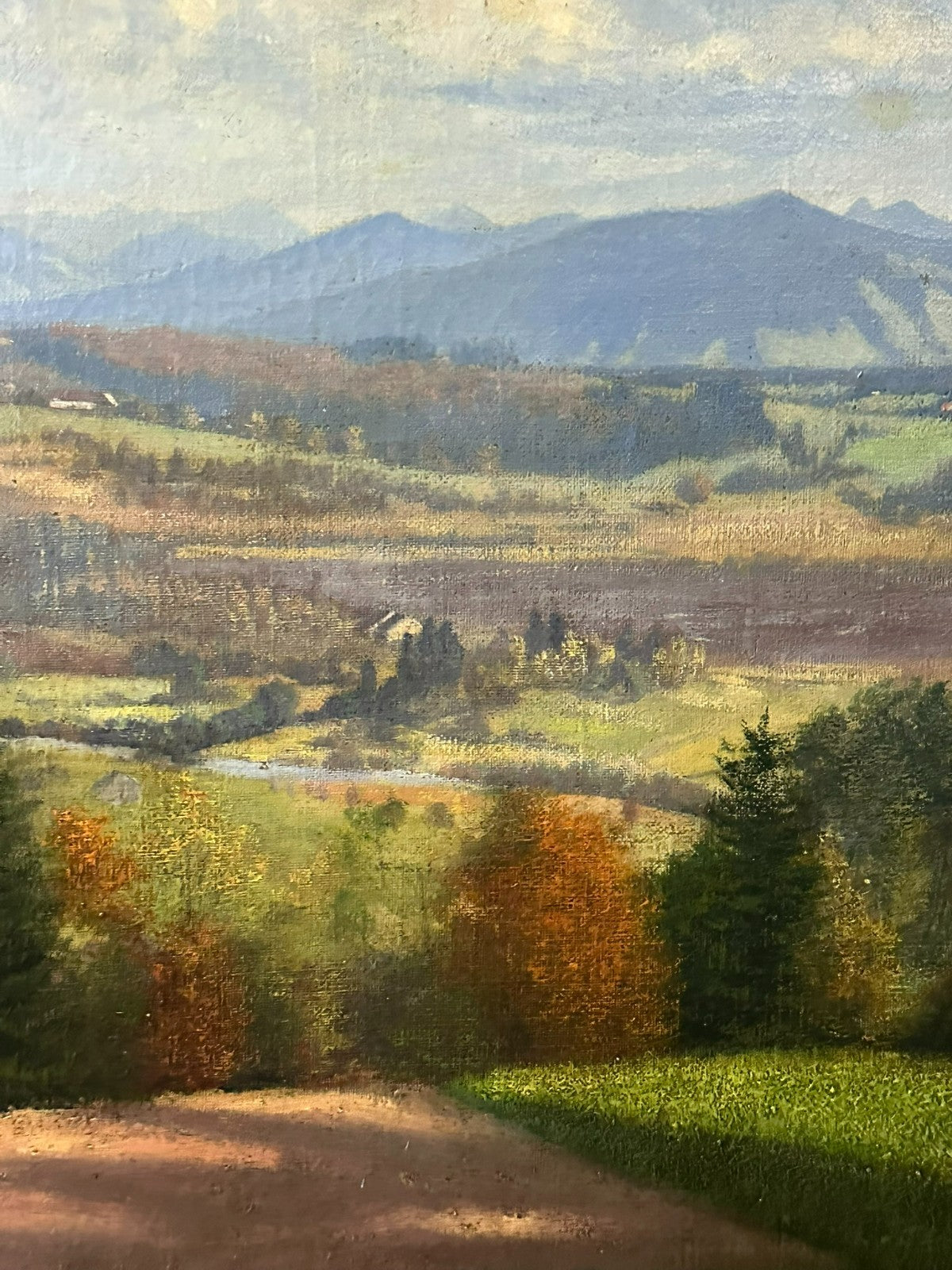 Philipp Graf (1874-1947) Ölgemälde Landschaft vor Gebirge