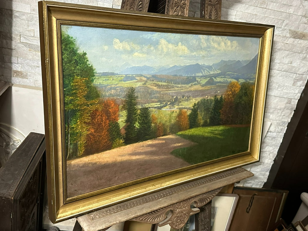 Philipp Graf (1874-1947) Ölgemälde Landschaft vor Gebirge