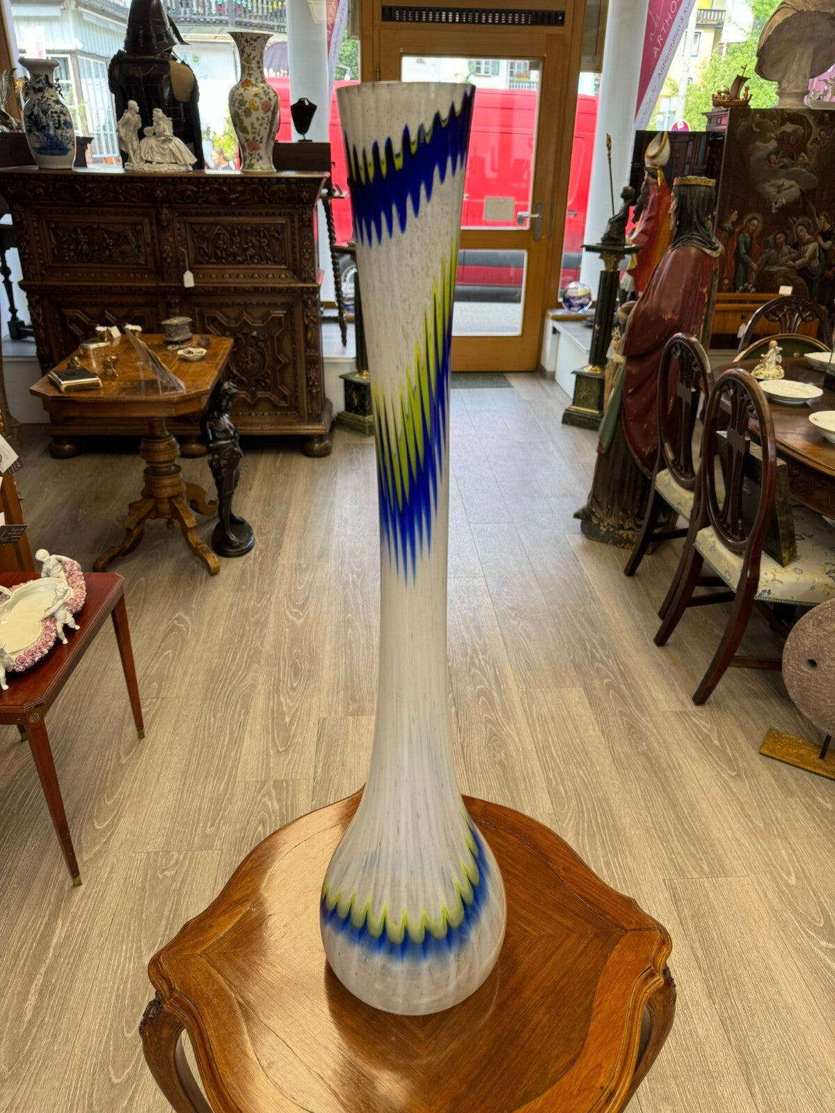 Vintage Bodenvase grosse Vase aus Glas Lollipop Space Age 81x20cm