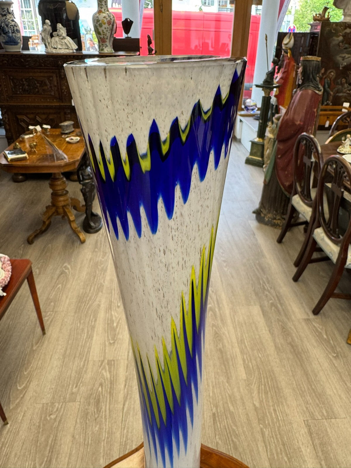 Vintage Bodenvase grosse Vase aus Glas Lollipop Space Age 81x20cm