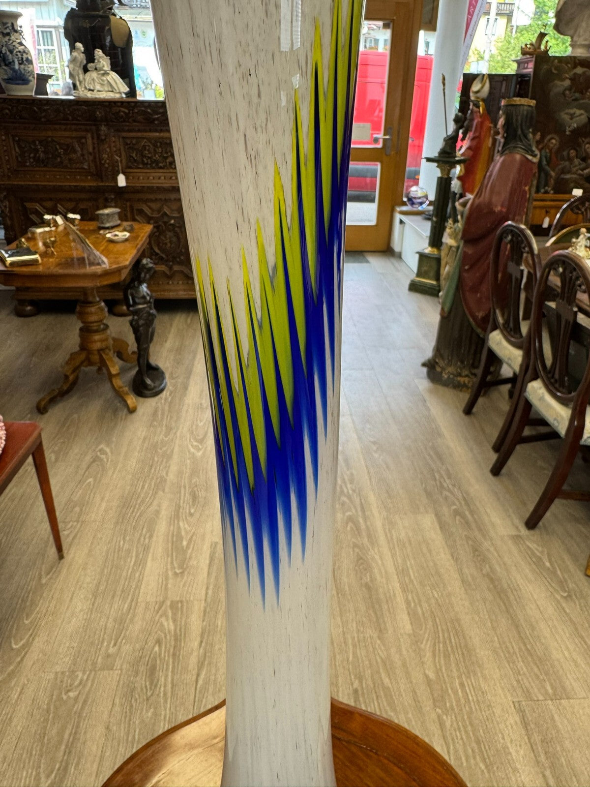 Vintage Bodenvase grosse Vase aus Glas Lollipop Space Age 81x20cm