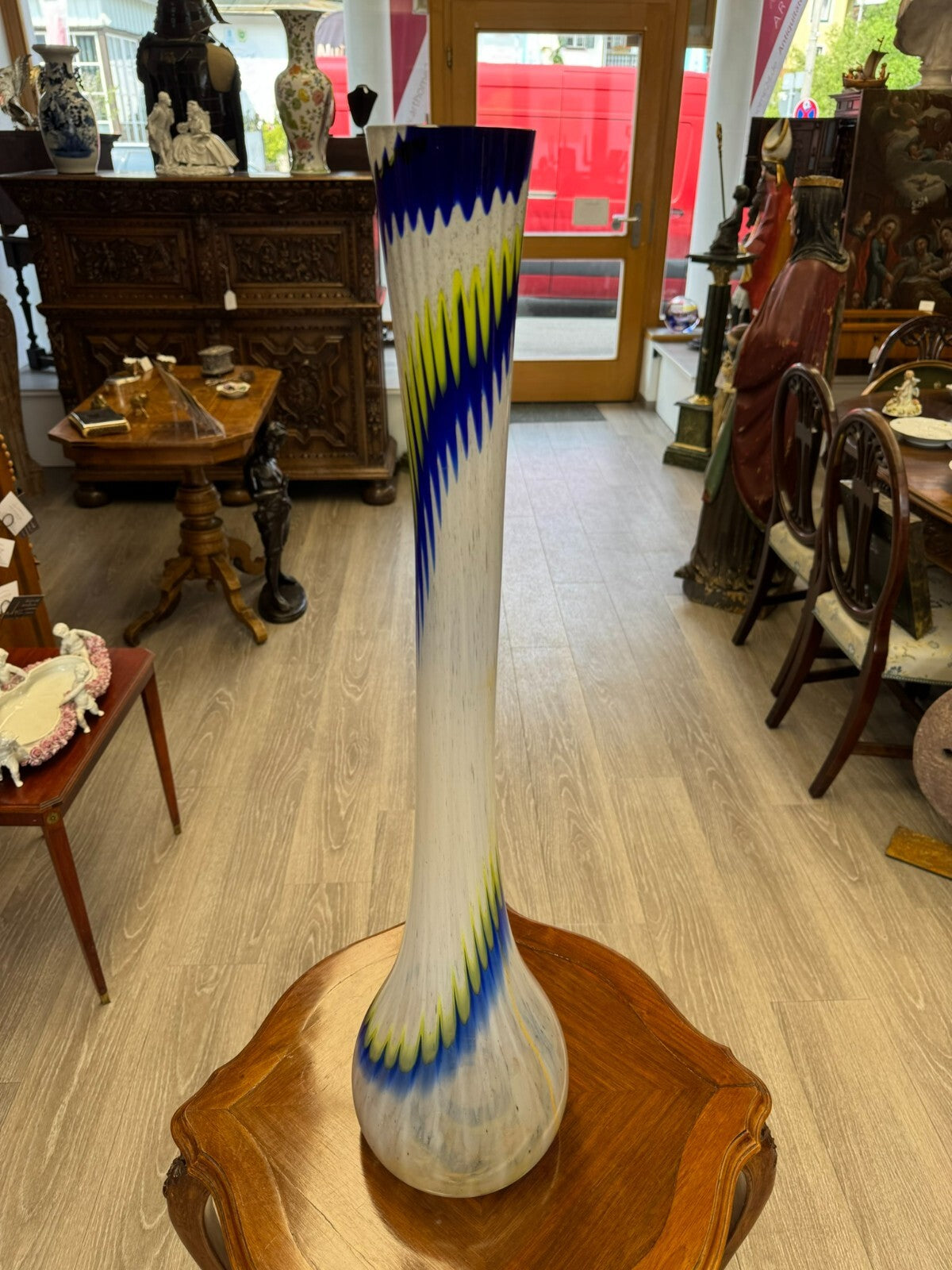 Vintage Bodenvase grosse Vase aus Glas Lollipop Space Age 81x20cm