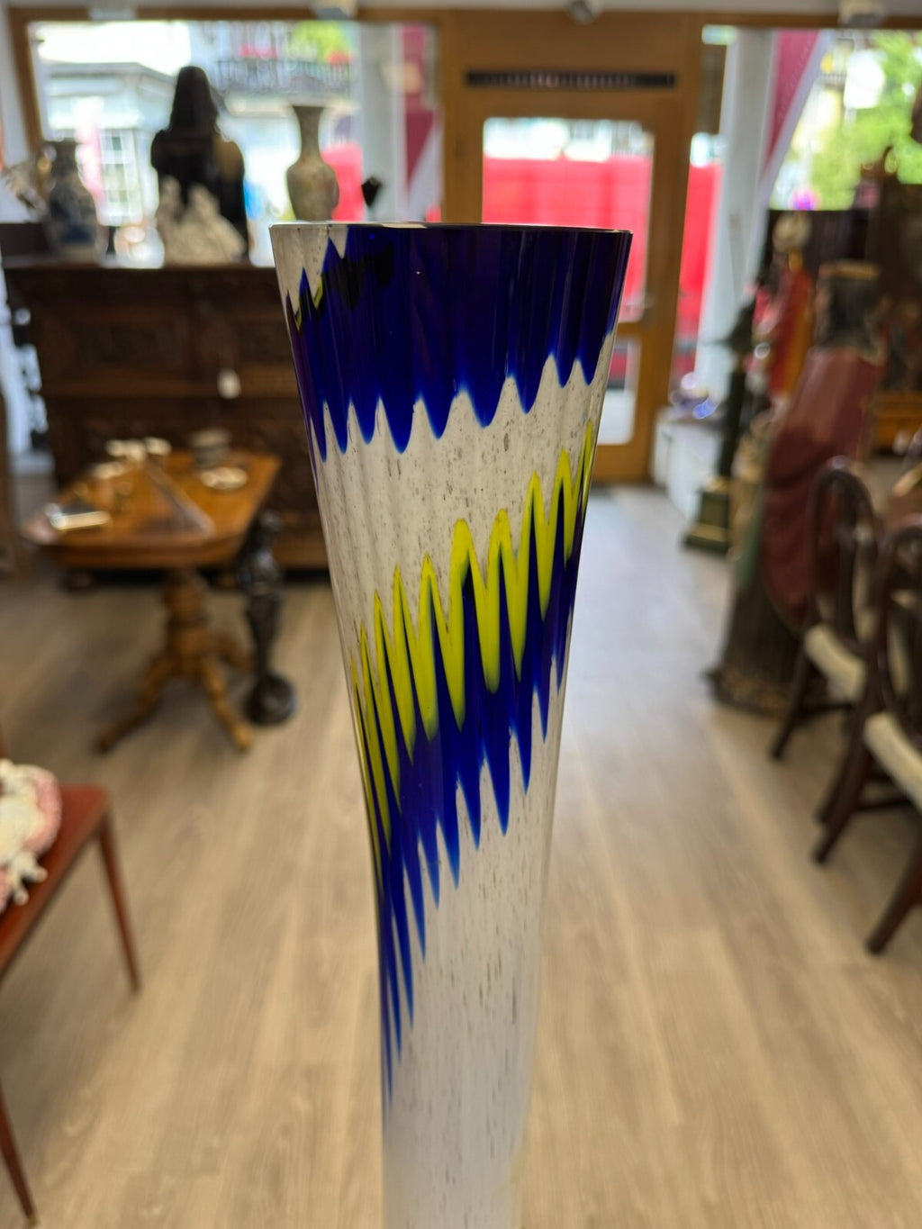 Vintage Bodenvase grosse Vase aus Glas Lollipop Space Age 81x20cm