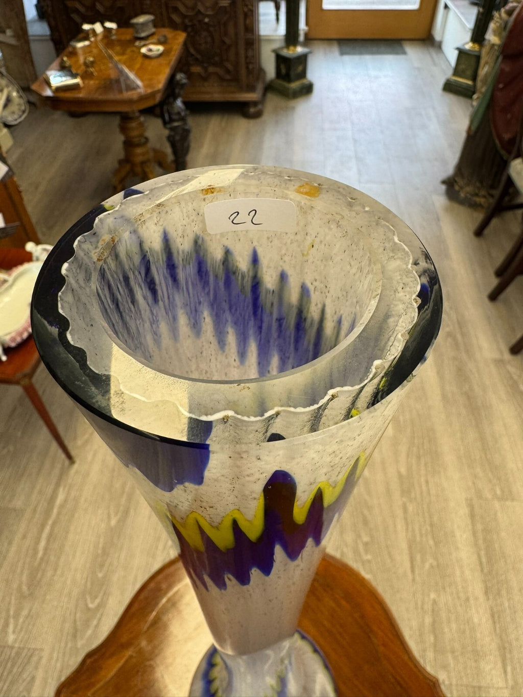 Vintage Bodenvase grosse Vase aus Glas Lollipop Space Age 81x20cm