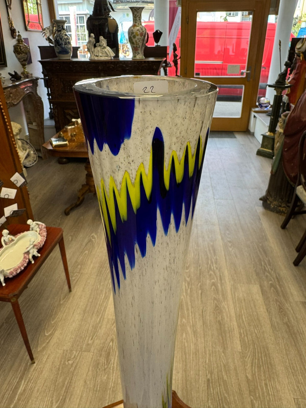 Vintage Bodenvase grosse Vase aus Glas Lollipop Space Age 81x20cm