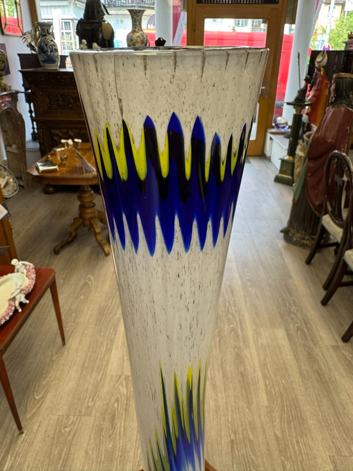Vintage Bodenvase grosse Vase aus Glas Lollipop Space Age 81x20cm