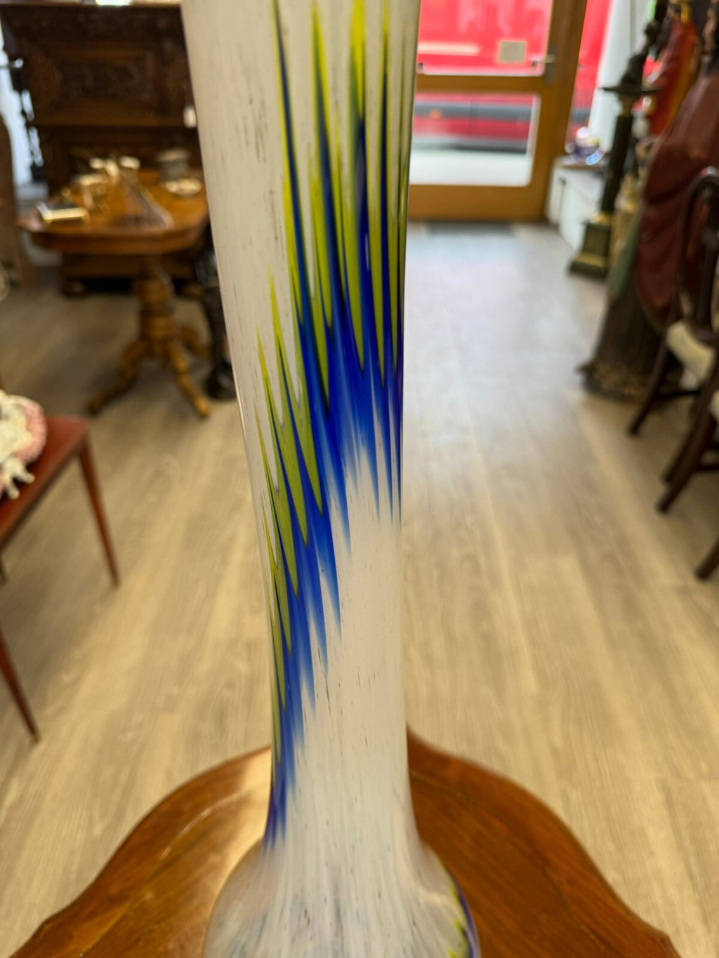 Vintage Bodenvase grosse Vase aus Glas Lollipop Space Age 81x20cm