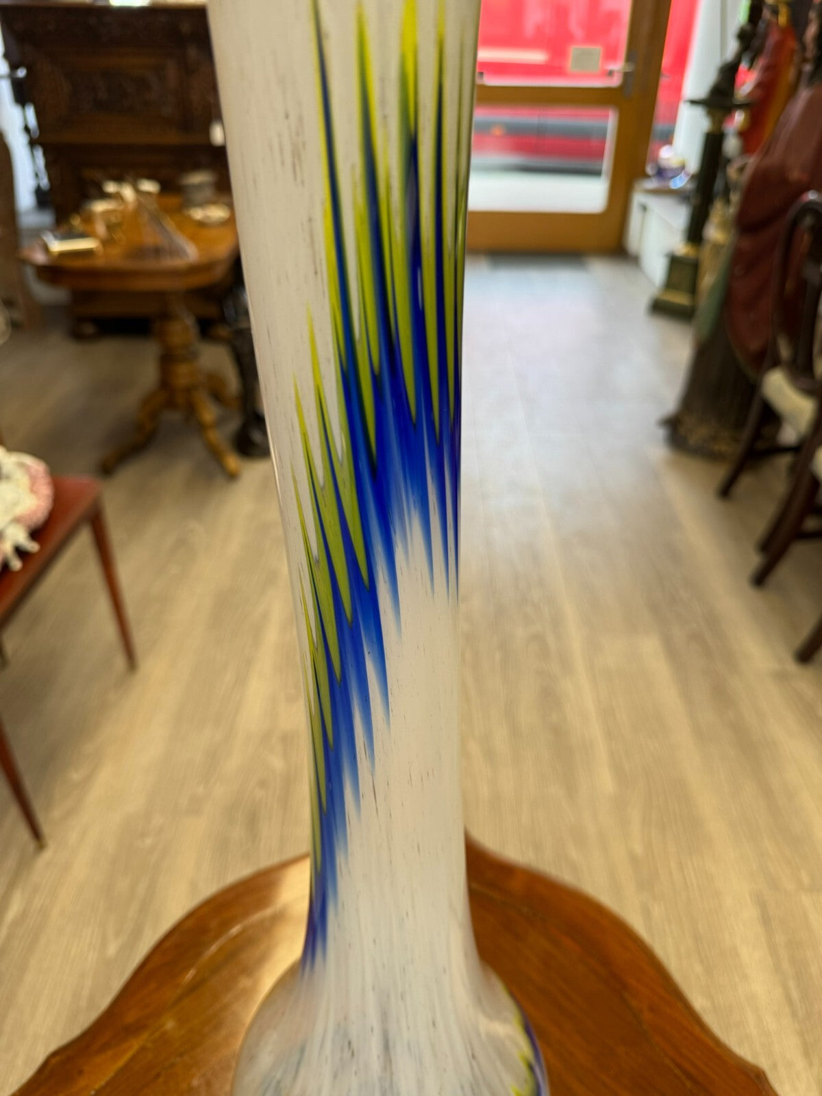 Vintage Bodenvase grosse Vase aus Glas Lollipop Space Age 81x20cm