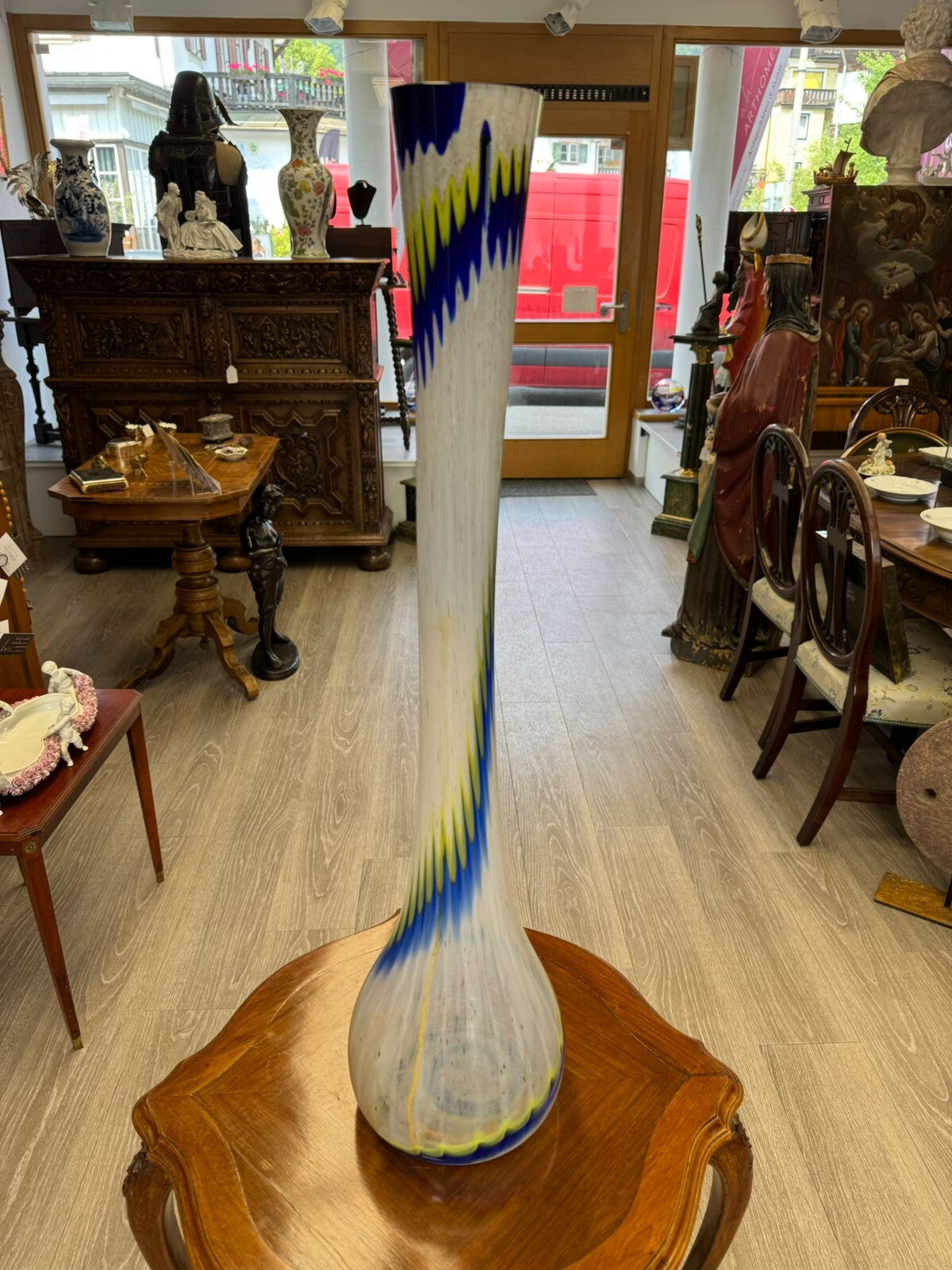 VINTAGE BODENVASE GROSSE VASE AUS GLAS LOLLIPOP SPACE AGE 81x20cm