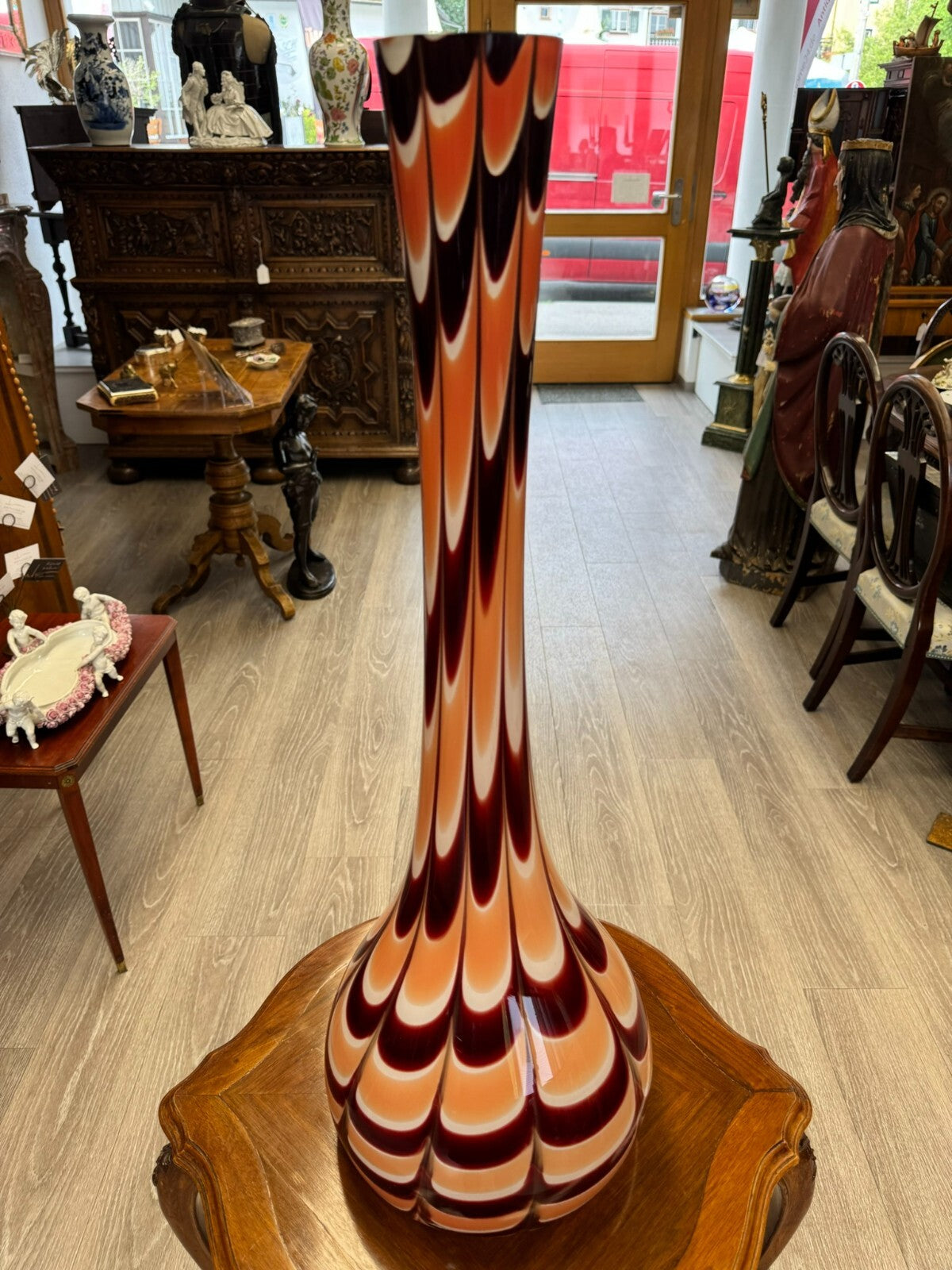 Vintage Bodenvase grosse Vase aus Glas Lollipop Space Age Schott Zwiesel 80x27cm