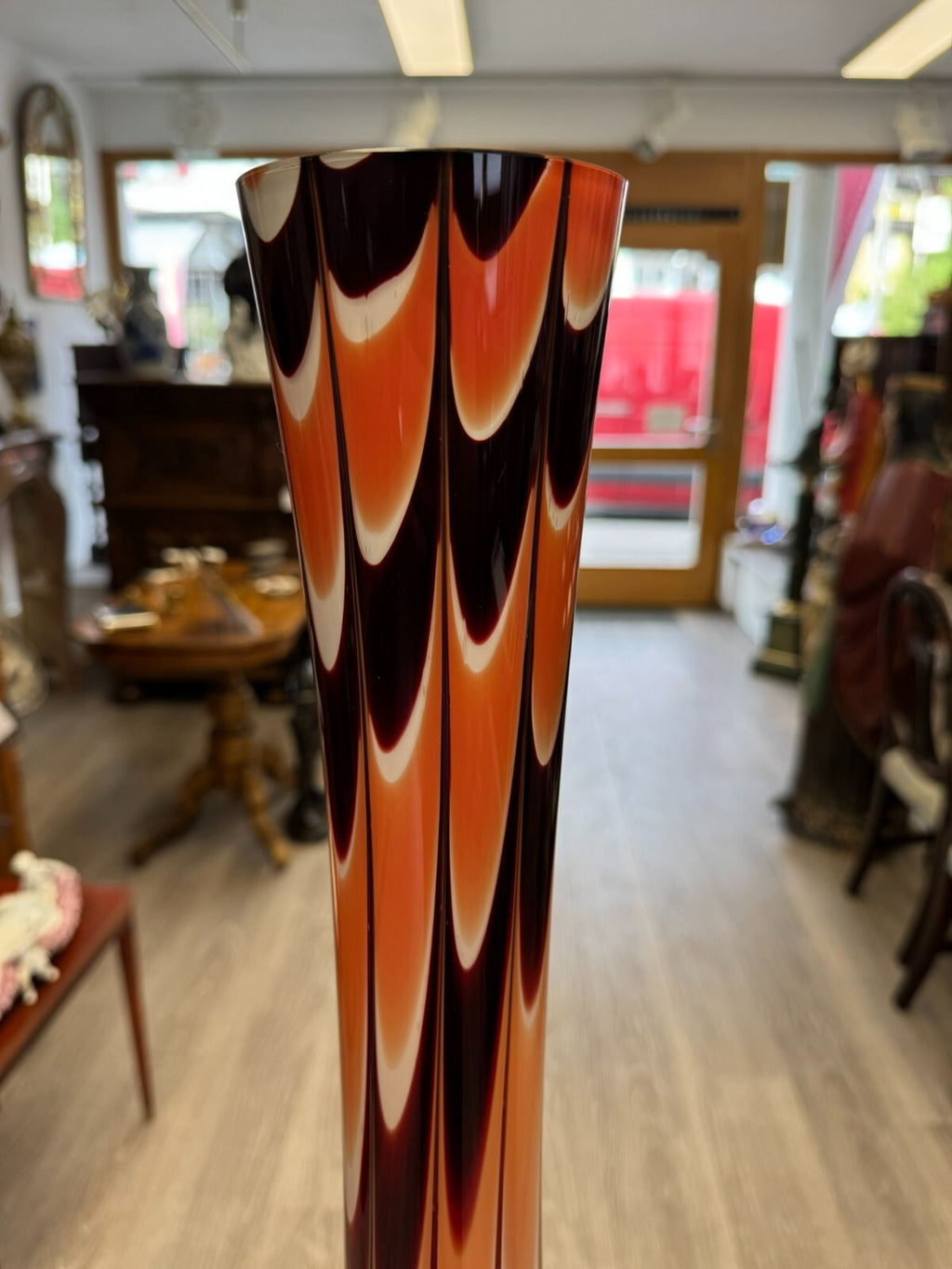 Vintage Bodenvase grosse Vase aus Glas Lollipop Space Age Schott Zwiesel 80x27cm
