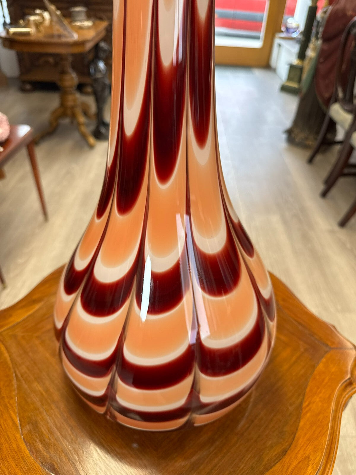 Vintage Bodenvase grosse Vase aus Glas Lollipop Space Age Schott Zwiesel 80x27cm