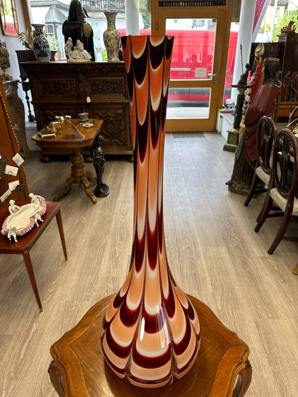 Vintage Bodenvase grosse Vase aus Glas Lollipop Space Age Schott Zwiesel 80x27cm