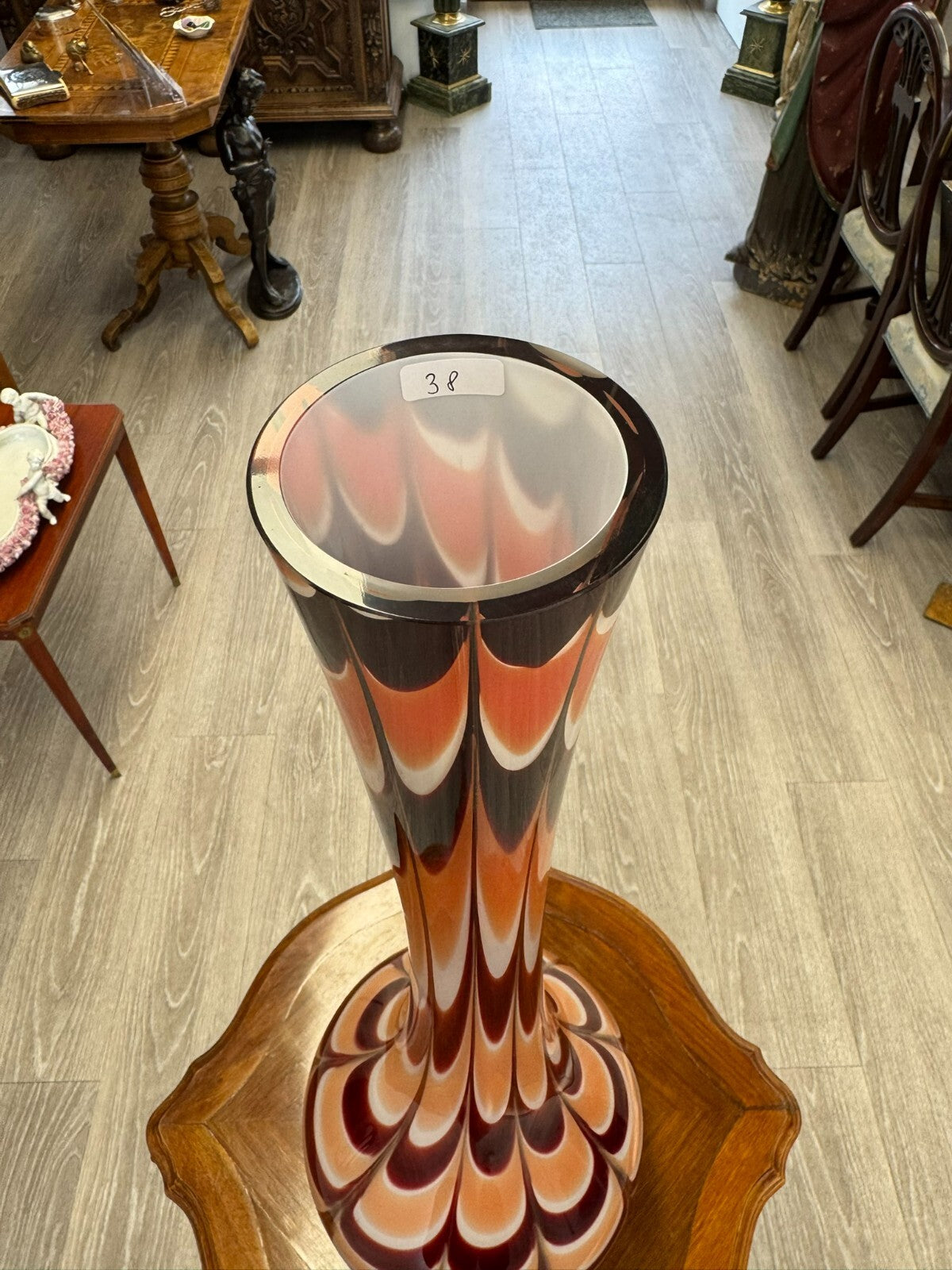 Vintage Bodenvase grosse Vase aus Glas Lollipop Space Age Schott Zwiesel 80x27cm