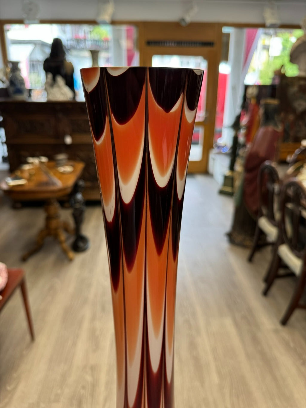 Vintage Bodenvase grosse Vase aus Glas Lollipop Space Age Schott Zwiesel 80x27cm